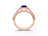 Rose gold Pear Cut Halo Pavé Diamond Engagement Ring with Split Shank and Four-Prong Setting_3