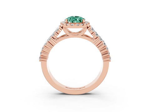Rose gold Pear Cut Halo Pavé Diamond Engagement Ring with Split Shank and Four-Prong Setting_3