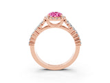 Rose gold Pear Cut Halo Pavé Diamond Engagement Ring with Split Shank and Four-Prong Setting_3