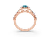 Rose gold Pear Cut Halo Pavé Diamond Engagement Ring with Split Shank and Four-Prong Setting_3