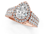 Rose gold Pear Cut Halo Pavé Diamond Engagement Ring with Split Shank and Four-Prong Setting_4