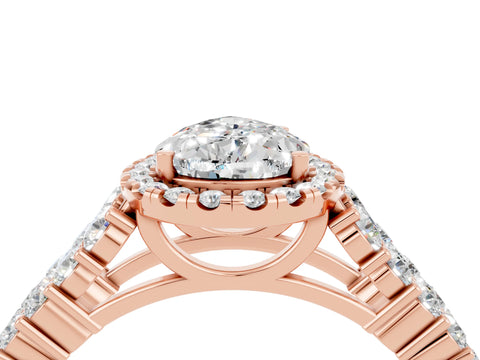 Rose gold Pear Cut Halo Pavé Diamond Engagement Ring with Split Shank and Four-Prong Setting_4