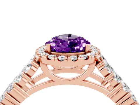 Rose gold Pear Cut Halo Pavé Diamond Engagement Ring with Split Shank and Four-Prong Setting_4