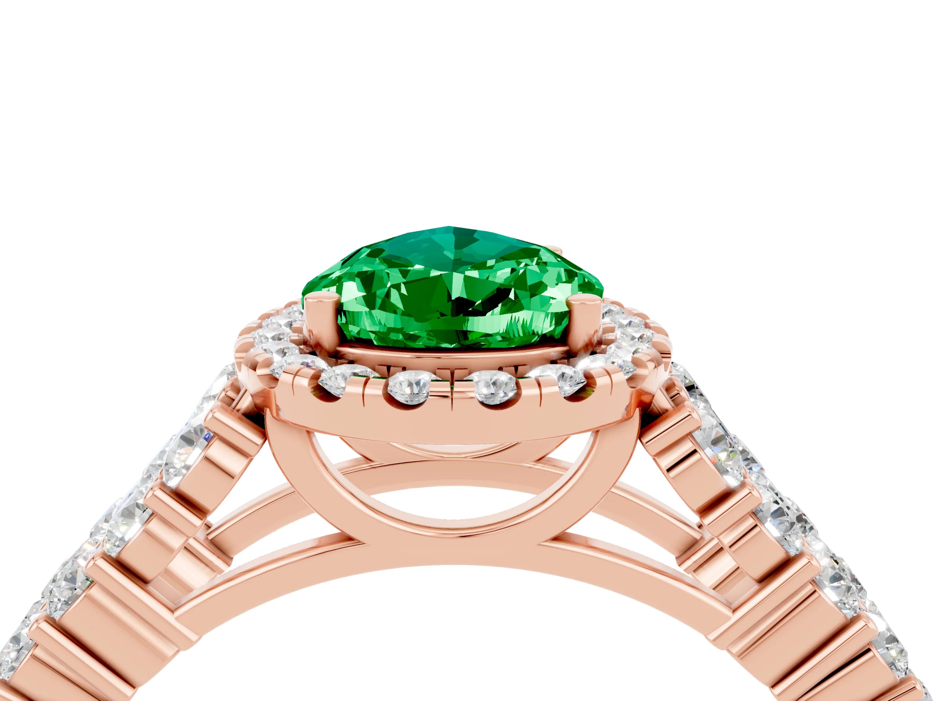 Rose gold Pear Cut Halo Pavé Diamond Engagement Ring with Split Shank and Four-Prong Setting_4