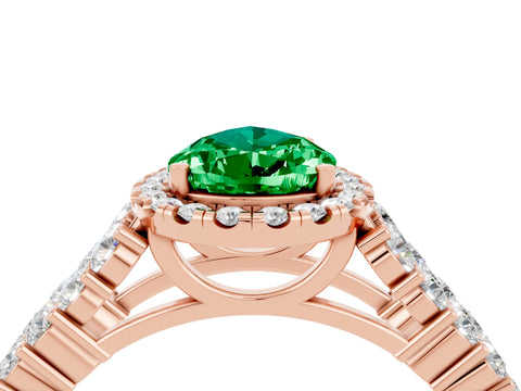 Rose gold Pear Cut Halo Pavé Diamond Engagement Ring with Split Shank and Four-Prong Setting_4