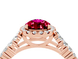 Rose gold Pear Cut Halo Pavé Diamond Engagement Ring with Split Shank and Four-Prong Setting_4