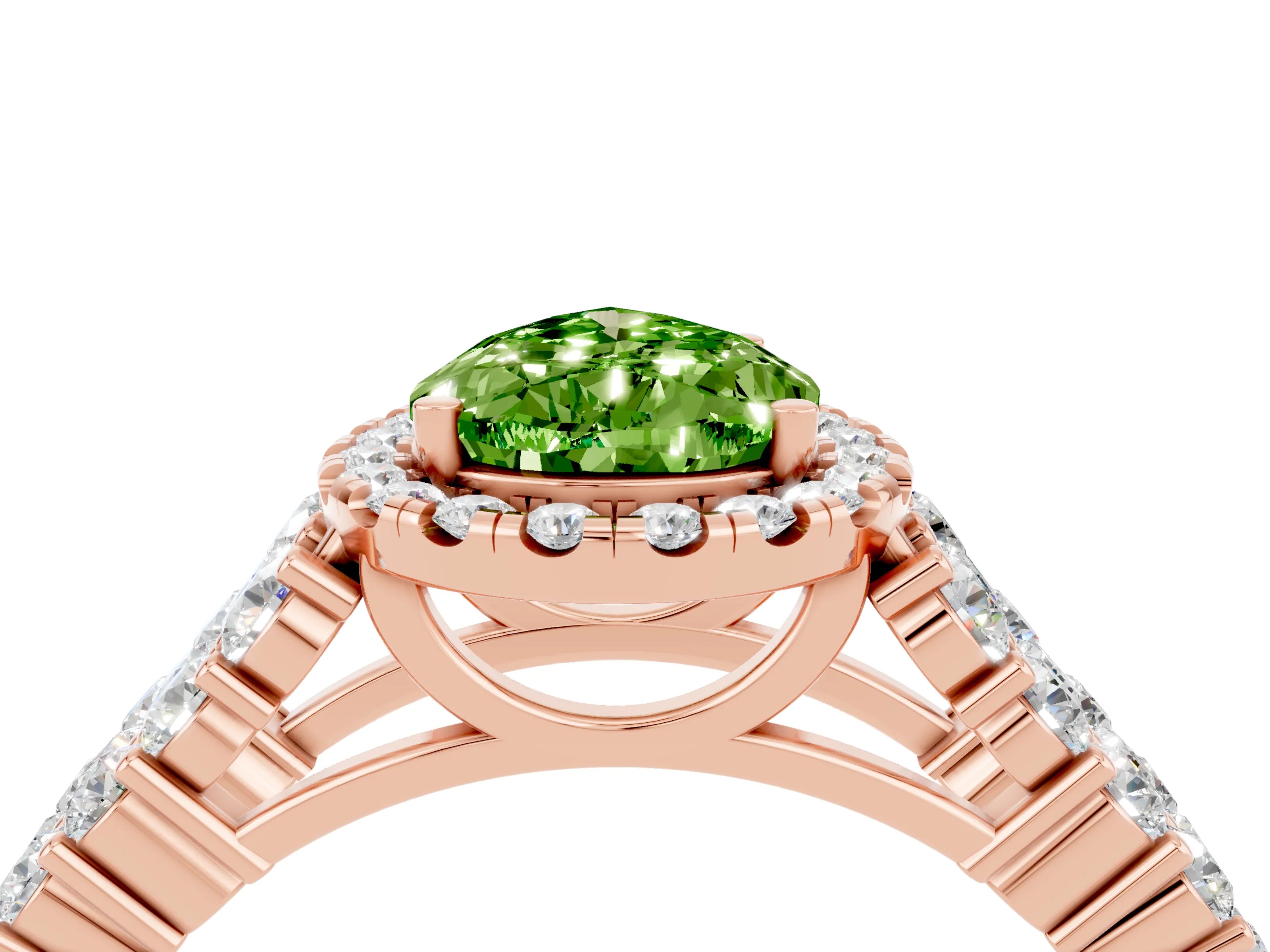 Rose gold Pear Cut Halo Pavé Diamond Engagement Ring with Split Shank and Four-Prong Setting_4