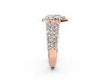 Rose gold Pear Cut Halo Pavé Diamond Engagement Ring with Split Shank and Four-Prong Setting_5