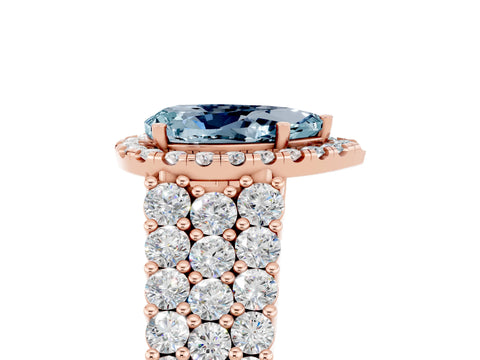 Rose gold Pear Cut Halo Pavé Diamond Engagement Ring with Split Shank and Four-Prong Setting_5