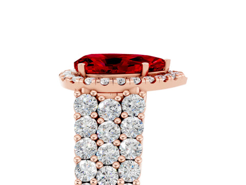 Rose gold Pear Cut Halo Pavé Diamond Engagement Ring with Split Shank and Four-Prong Setting_5