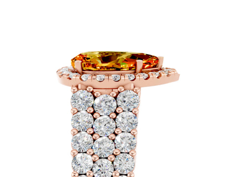 Rose gold Pear Cut Halo Pavé Diamond Engagement Ring with Split Shank and Four-Prong Setting_5