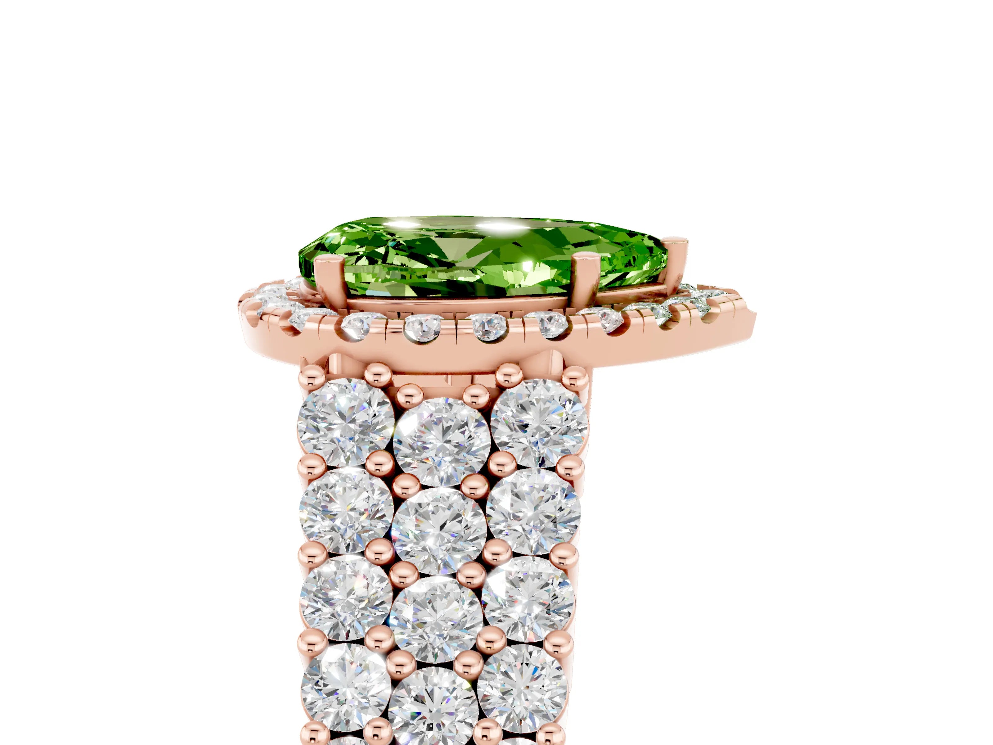 Rose gold Pear Cut Halo Pavé Diamond Engagement Ring with Split Shank and Four-Prong Setting_5