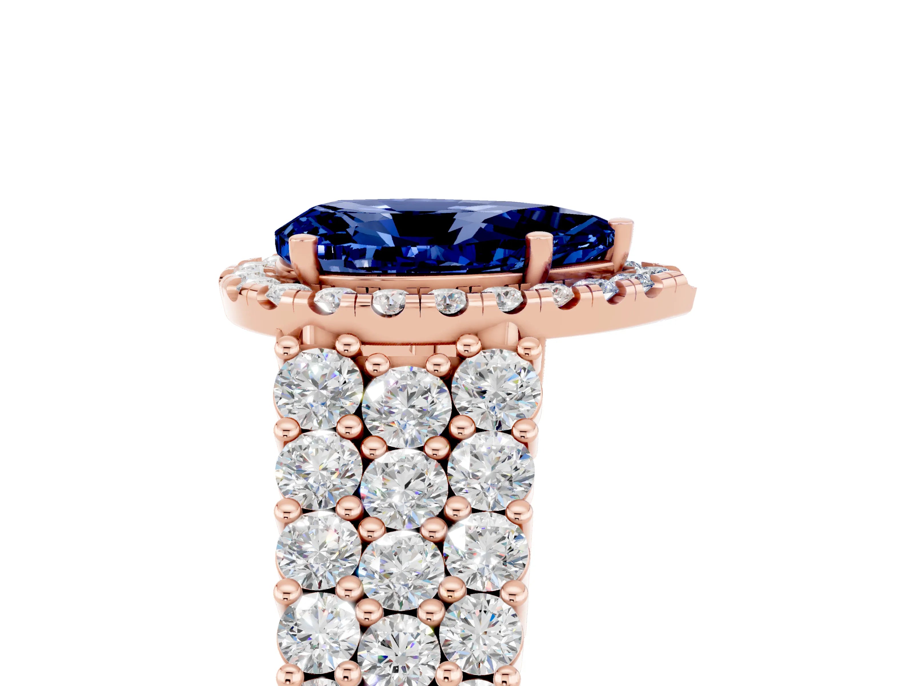 Rose gold Pear Cut Halo Pavé Diamond Engagement Ring with Split Shank and Four-Prong Setting_5