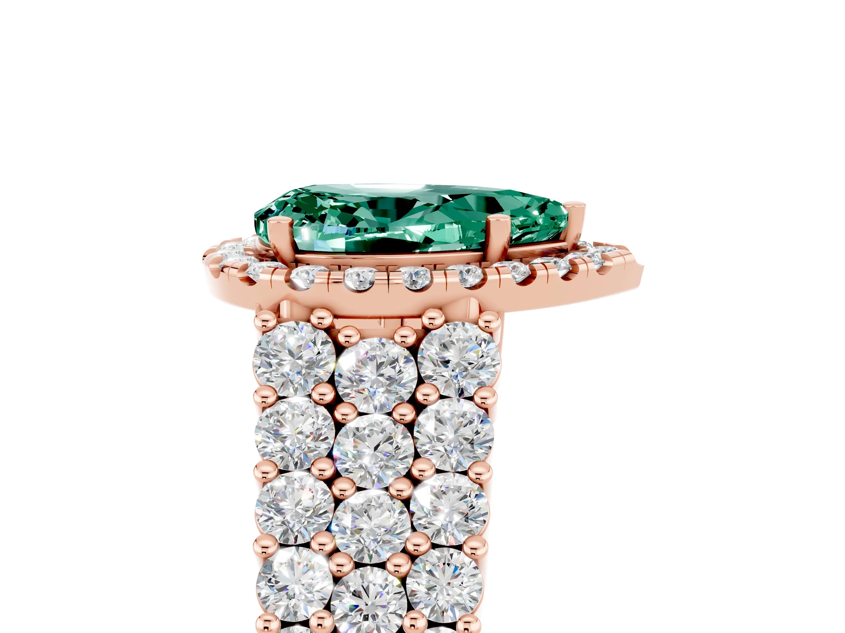 Rose gold Pear Cut Halo Pavé Diamond Engagement Ring with Split Shank and Four-Prong Setting_5