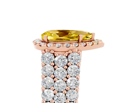 Rose gold Pear Cut Halo Pavé Diamond Engagement Ring with Split Shank and Four-Prong Setting_5