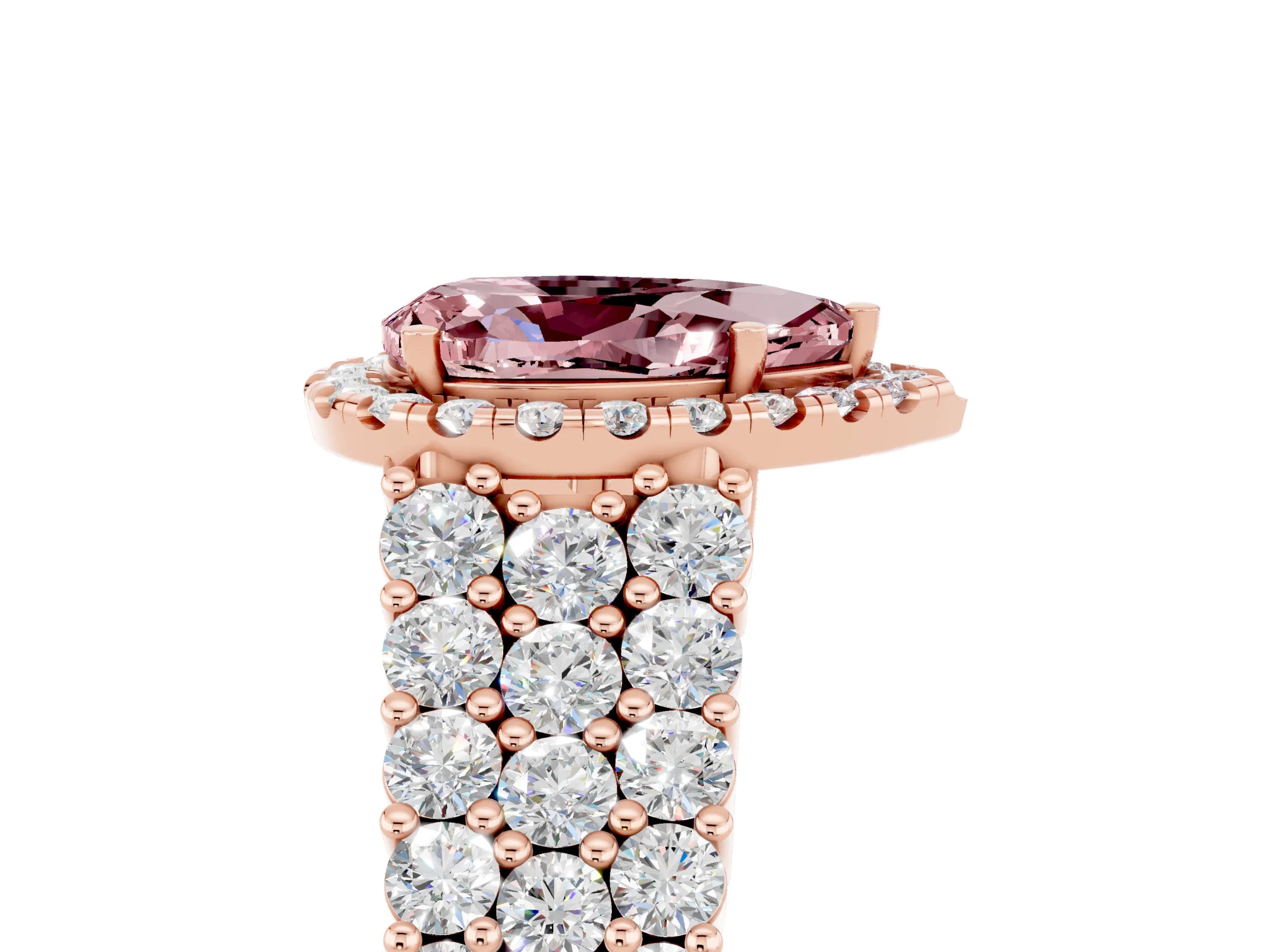Rose gold Pear Cut Halo Pavé Diamond Engagement Ring with Split Shank and Four-Prong Setting_5