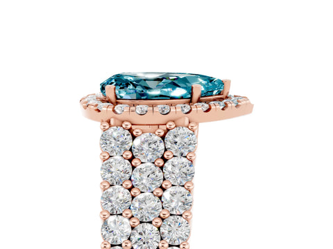 Rose gold Pear Cut Halo Pavé Diamond Engagement Ring with Split Shank and Four-Prong Setting_5