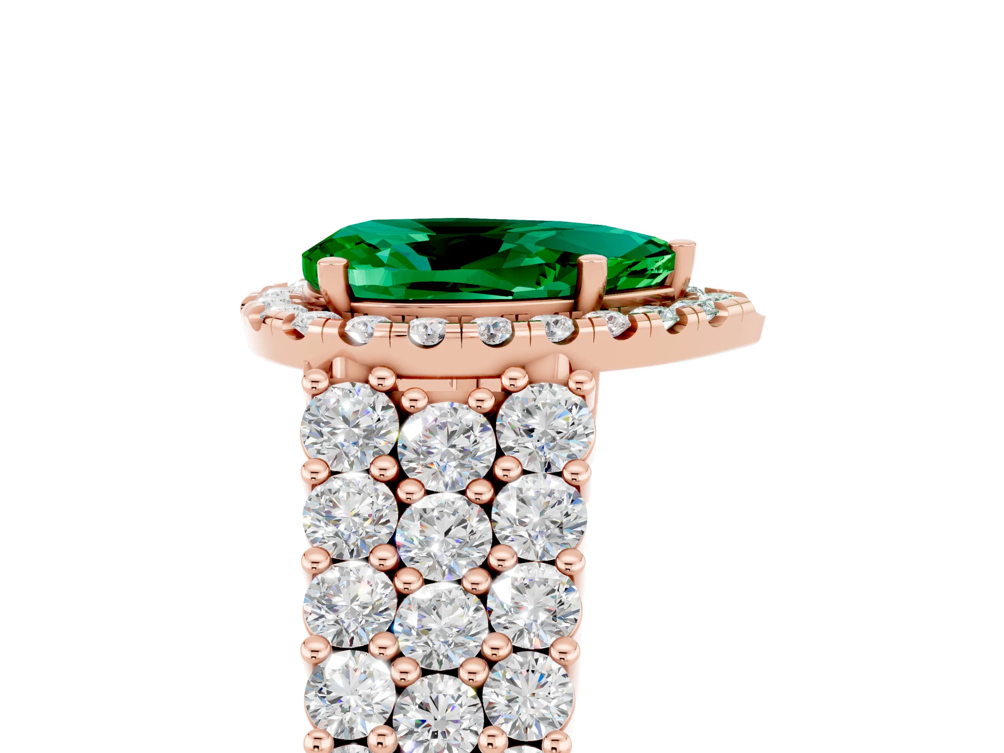 Rose gold Pear Cut Halo Pavé Diamond Engagement Ring with Split Shank and Four-Prong Setting_5