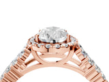 Rose gold Pear Cut Halo Pavé Diamond Engagement Ring with Split Shank and Four-Prong Setting_7