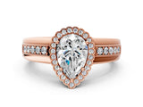 Rose gold Pear Cut Halo Pave Band Four-Prong Ring_61
