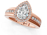 Rose gold Pear Cut Halo Pave Band Four-Prong Ring_62