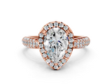 Rose gold Pear Cut Halo Pave Band Four-Prong Setting Ring_37