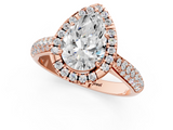 Rose gold Pear Cut Halo Pave Band Four-Prong Setting Ring_38