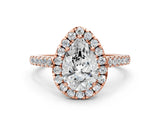 Rose gold Pear Cut Halo Pave Diamond Engagement Ring with Four-Prong Setting_3