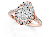 Rose gold Pear Cut Halo Pave Diamond Engagement Ring with Four-Prong Setting_4
