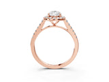 Rose gold Pear Cut Halo Pave Diamond Engagement Ring with Four-Prong Setting_6