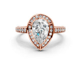 Rose gold Pear Cut Halo Pave Split Shank Prong Setting Ring_32