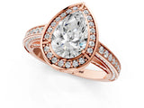 Rose gold Pear Cut Halo Pave Split Shank Prong Setting Ring_33