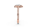 Rose gold Pear Cut Halo Pave Split Shank Prong Setting Ring_34