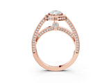 Rose gold Pear Cut Halo Pave Split Shank Prong Setting Ring_35