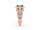Rose gold Pear Cut Halo Peridot Ring with Split Shank and Four-Prong Setting_2