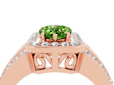 Rose gold Pear Cut Halo Peridot Ring with Split Shank and Four-Prong Setting_4