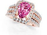 Rose gold Pear Cut Halo Pink Sapphire Ring with Split Shank and Four-Prong Setting_25