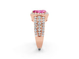 Rose gold Pear Cut Halo Pink Sapphire Ring with Split Shank and Four-Prong Setting_26