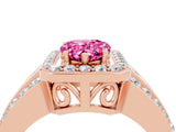 Rose gold Pear Cut Halo Pink Sapphire Ring with Split Shank and Four-Prong Setting_28