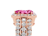 Rose gold Pear Cut Halo Pink Sapphire Ring with Split Shank and Four-Prong Setting_29