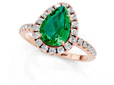 Rose gold Pear Cut Halo Round Diamond Pavé Band Four-Prong Ring_13
