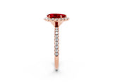 Rose gold Pear Cut Halo Round Diamond Pavé Band Four-Prong Ring_14