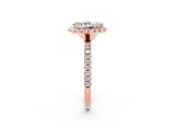 Rose gold Pear Cut Halo Round Diamond Pavé Band Four-Prong Ring_14