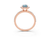Rose gold Pear Cut Halo Round Diamond Pavé Band Four-Prong Ring_15