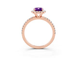 Rose gold Pear Cut Halo Round Diamond Pavé Band Four-Prong Ring_15