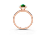 Rose gold Pear Cut Halo Round Diamond Pavé Band Four-Prong Ring_15
