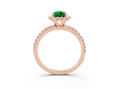 Rose gold Pear Cut Halo Round Diamond Pavé Band Four-Prong Ring_15