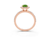 Rose gold Pear Cut Halo Round Diamond Pavé Band Four-Prong Ring_15