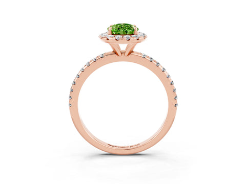 Rose gold Pear Cut Halo Round Diamond Pavé Band Four-Prong Ring_15