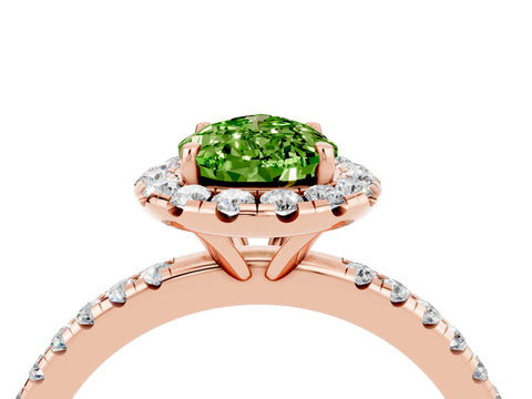 Rose gold Pear Cut Halo Round Diamond Pavé Band Four-Prong Ring_16